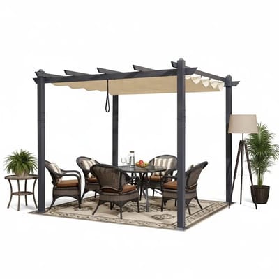 PURPLE LEAF Pergola – Stevig Aluminium Frame – Verstelbaar Zonnedak – UV-bestendig Doek – Roestvrij en Weerbestendig