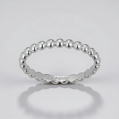 Cavill - Minimalistische Ring - 925 Sterling Zilver - Elegante Zilveren Ring met Kralenpatroon - Lichtgewicht Moderne Ringen - Damesring