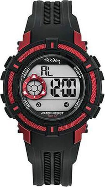 Tekday 654015 digitaal horloge 38 mm 100 meter zwart/ rood