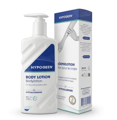 Hypogeen Bodylotion Zonder Parfum - Hydraterende Bodylotion voor Droge & Gevoelige Huid - Met Ureum, Glycerine, Vitamine E & Squalaan - Dames en Heren - Pompflacon 300 ml