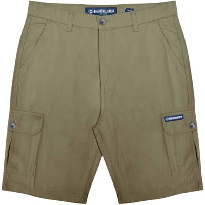 Lambretta Heren Rubberised Logo Cargo Shorts (Khaki Groen)