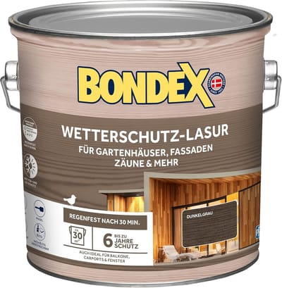 Bondex Weerbestendige Beits Donkergrijs 2,5 L voor 30 m² | Druip- en spatwaterdicht | Uitstekende UV-bescherming | Veilig te gebruiken vanaf 2 °C | Zijdeglans | Weerbestendige beits | Houtbeits