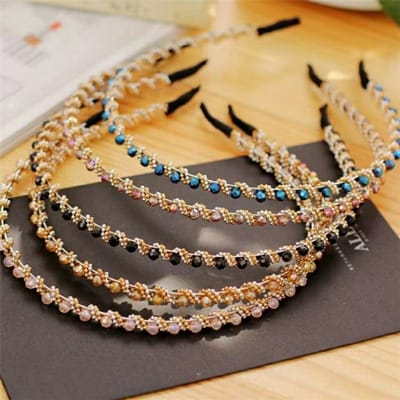 Oneay Set van 5 stijlvolle kristallen haarbanden – Haarbanden met imitatie-diamanten, antislip en stevig – Ideaal voor dansen, feesten, dagelijks gebruik en werk (diverse kleuren)