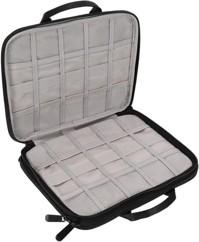 Horlogeband-organizer met dubbele verdiepingen, draagbare opbergtas voor smartwatch-accessoires, kabelorganisatie en reisaccessoires, 24 x 22 x 1,18 inch