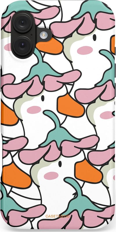Casetastic hoesje geschikt voor Apple iPhone 16 Plus - MagSafe - Dubbellaagse bescherming - Bloempjeshoed - Fashion Case - Wit Grijs Lichtroze Oranje