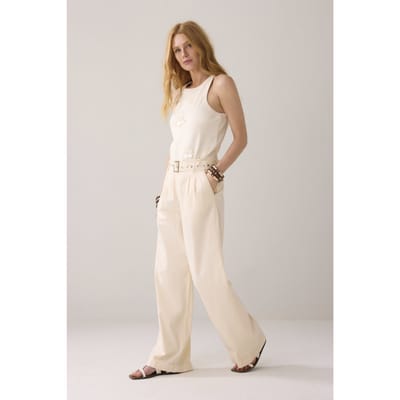 Summum Woman Palazzo Technical Stretch Twill Ivory Größe: 32 | Ausgestellte Hosen Outlet | Damen | Weiß