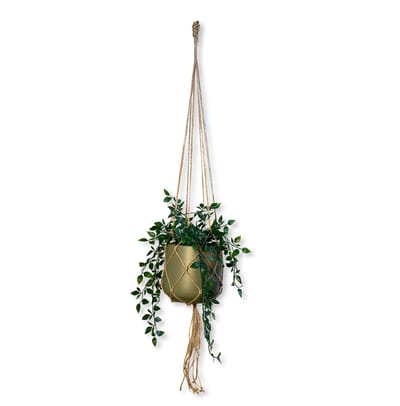Jute Plantenhanger 'Websy' - 110 cm lang - Geschikt voor Pot met Diameter t/m 20 cm - Handgemaakt in ons Macramé Atelier - Prijs per Stuk - Let op: Exclusief Pot - Inclusief Verzendkosten