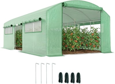 ECTEATOY® Kweekkas - Tuinkas - Broeikas - Plantenkas - Kas Tunnelkas 594x300x200cm met Deuren en Ramen - Groen Tuinkas voor Planten en Groenten