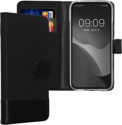 kwmobile telefoonhoesje geschikt voor Google Pixel 8a - Hoesje met pasjeshouder in antraciet / zwart - Case met portemonnee