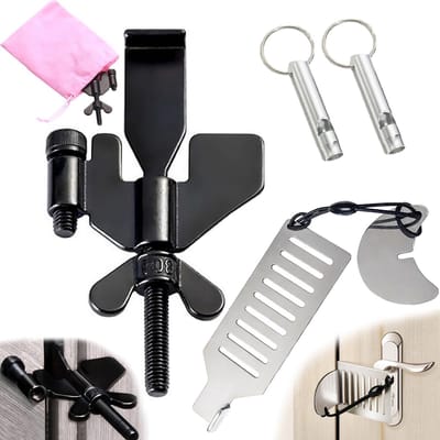 Dailygoods- Deurslot Draagbaar - Klikdeurslot - Set van 5 - Roestvrij Staal - Opbergtas - Extra Veiligheid en Privacy - Deurslotset