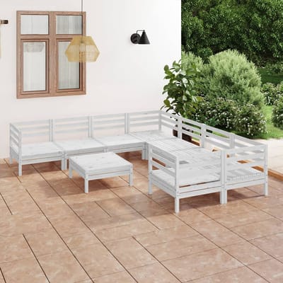 vidaXL - 9-delige - Loungeset - massief - grenenhout - wit