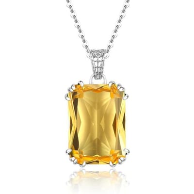 Collier pendentif en citrine pour femme, bijoux en argent sterling 925 véritable, vente exclusive de marque, bijoux fins pour les amoureux, cadeau jaune citrine