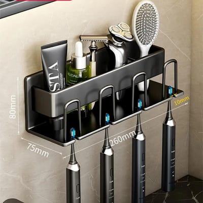 Wandgemonteerde Tandenborstelhouder Aluminiumlegering Tandpasta Rek Badkamer Huishoudelijk Ruimtebesparend Geen Boren Badkameraccessoires
