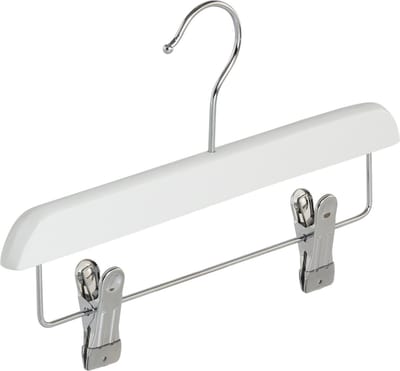 De Kledinghanger Gigant - Knijperhanger - Baby - 7106BA - 50 Stuks - Lotushout - Wit Gelakt - Verschuifbare Anti-slip knijpers - 28 cm - Rokhanger - Broekhanger - Pantalonhanger - Babybügel (7106BA_01/50)