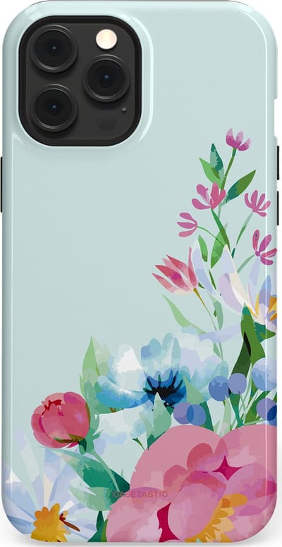 Casetastic hoesje geschikt voor Apple iPhone 12 Pro Max - MagSafe - Dubbellaagse bescherming - Dagdroom in bloei - Fashion Case - Lichtgrijs Lichtroze
