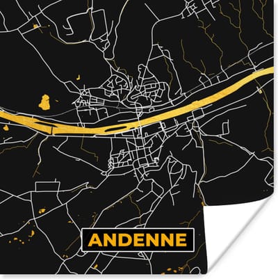 Poster Ardenne - Plattegrond - Stadskaart - Kaart - Goud - 100x100 cm XXL