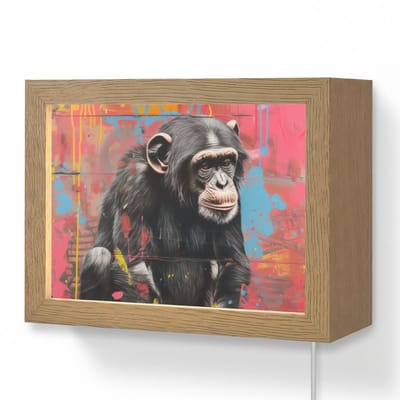 Wandlamp 20x15 cm - Oplaadbaar - Graffiti - Chimpansee - Aap - Dieren - Street art - Wandlampen binnen woonkamer - Slaapkamer lamp met kabel - Decoratieve nachtlamp - Vloerlamp snoer