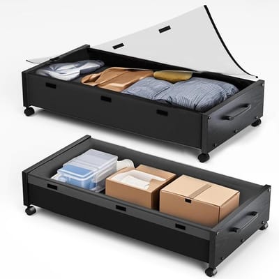 Onderbed Opbergdozen - Ladenbakken Rollend - Ruimte Besparen - Met Wielen - 2 stuks - Zwart