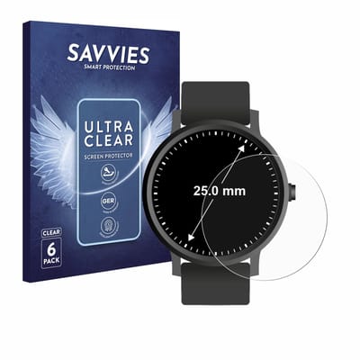Savvies - Screenprotector voor Horloges (Rond, ø: 25 mm) - Folie Beschermfolie transparant 6 Stuks