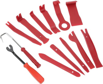 Auto Trim Verwijderingsset - Interieur Gereedschap - Auto Reparatie - 13 Delige Kit - 5 Inch Schroevendraaier - Rood