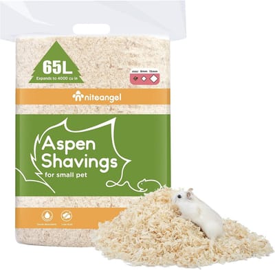 Bodembedekking Aspen Houtvezel - Houtvezel Bodem Bedding - Kleine Dieren Verblijf - Natuurlijk Absorberend Stofvrij - 65L - Geel