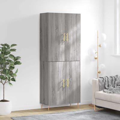 vidaXL - Hoge - kast - 69,5x34x180 - cm - bewerkt - hout - grijs - sonoma - eikenkleurig