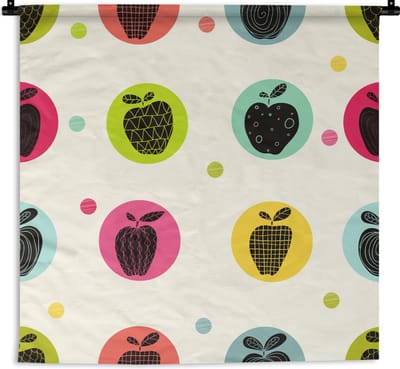 Wandkleed - Wanddoek - Appel - Stippen - Patroon - 90x90 cm - Wandtapijt