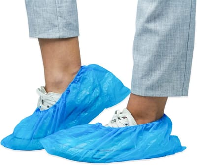 Wegwerp schoenovertrekken, blauwe CPE schoenovertrekken 100 stuks, regenbescherming overschoenen, waterdicht, latexvrije overschoenen voor schoenen, schoenovertrek voor bouwplaats