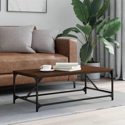 vidaXL - Salontafel - 100x50x35 - cm - bewerkt - hout - bruin - eikenkleur
