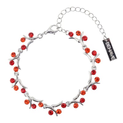 Behave – Armband – Zilverkleur – Rood Oranje – Kristallen – Takvorm – Dames