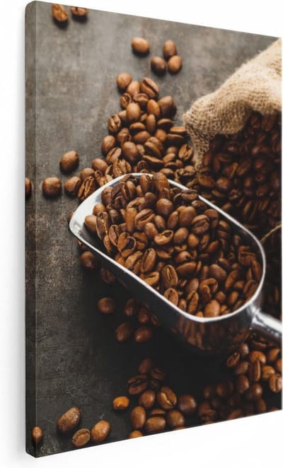 Artaza Canvas Schilderij Koffie - 30x40 cm - Klein - Wanddecoratie Keuken - Muurdecoratie Stilleven - Kamer Accessoires Koffiebonen