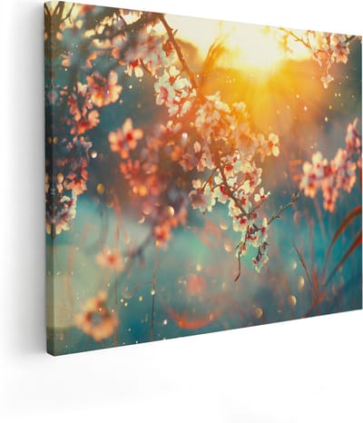 Artaza Canvas Schilderij Bloesem - 100x80 cm - Groot - Wanddecoratie Bloemen - Muurdecoratie Lente - Schilderijen Op Canvas