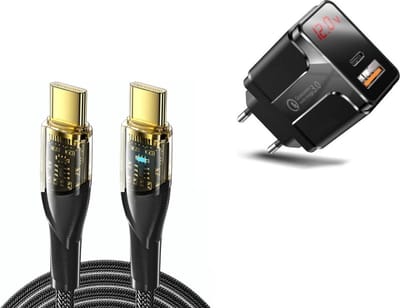 DrPhone TurboLink - HALO5 Snellader & XJ01-P 100W PD Fast Charging - Kabel voor Snelladen - 2 Meter Kabel - Telefoons en Tablets - Zwart