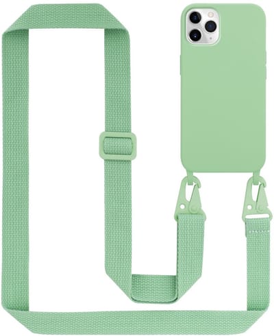 Cadorabo Mobiele telefoon ketting geschikt voor Apple iPhone 11 PRO MAX in LIQUID LICHT GROEN - Silicone beschermhoes met lengte verstelbare koord riem
