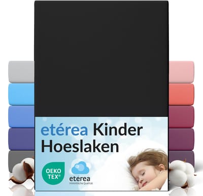 etérea Jersey Hoeslaken 60x120 - 70x140 cm Oekotex Made in Green - 100% katoen - zwart