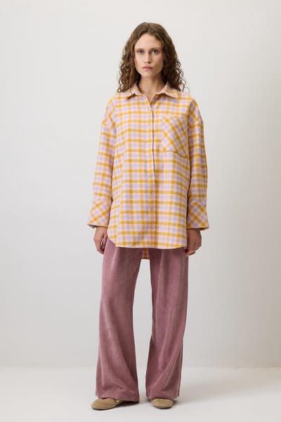 Touché Privé - Oversized geruite houthakkersblouse - Lila - Dames