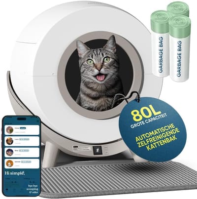 DnA® Elektrische Kattenbak - Electrische Kattenbak Zelfreinigend - Electrische Kattenbak - Beige - 58cm x 54cm x 59cm