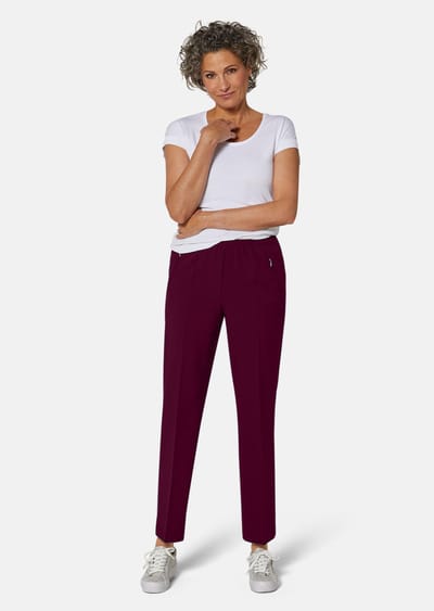 Onderhoudsarme broek CARLA met elastische tailleband - bordeaux - Gr. 50 van Goldner Fashion