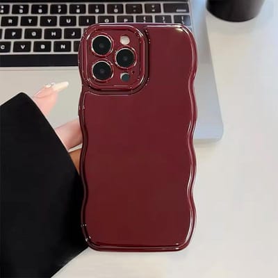 Retro Wijnrood Golvende Rand Bumper Telefoonhoesje Voor iPhone 17 16 Pro Max 15  11  14 Air Zacht Siliconen Achterkant Cover Shell iPhone 13 Pro brown