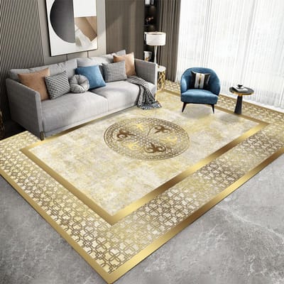 Luxe Gouden Tapijt voor Woonkamer Decoratie Modern Abstract Huis Kantoor Grote Oppervlakte Kleden Decor Zacht Slaapkamer Lounge Vloermat 50X80cm