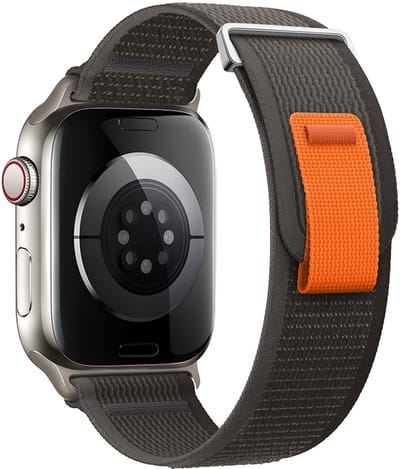 Nylon bandje - geschikt voor Apple Watch 1/2/3/4/5/6/7/8/9/10/11/ SE (1,2,3) met maat 38 mm / 40 mm / 41 mm en 42 mm (Watch 10/11) - klittenband - antraciet