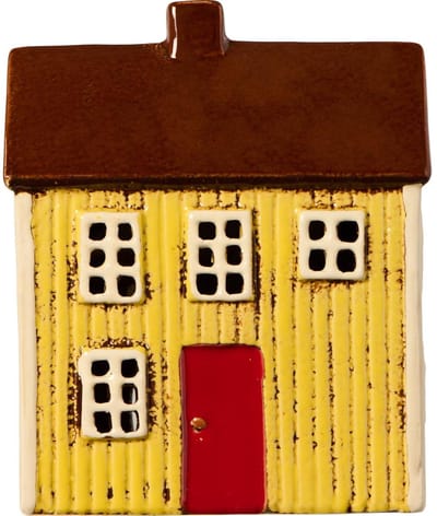 Ib Laursen - Keramieken Huisje - Visby - Geel Chalet - Waxinelichthouder