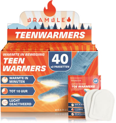 Bramble – 80 Teenwarmers (40 pakken) - Ultradunne Zelfklevende Patches voor Schoenen en Laarzen - Geschikt voor Buitenactiviteiten, Hiking, Fietsen, Golf - Tot 10 uur warmte