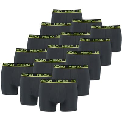 HEAD Boxershorts Basic Phantom / Lime Punch - 15-pack Grijze heren boxershorts - Maat S