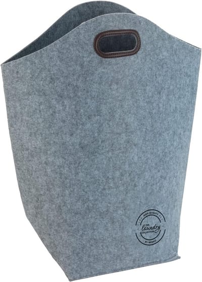 WASZAK 42 LITER GRIJS - VILTVORMIG POLYESTER WASMAND MET DRAAGGREPEN VOOR VUIL WASGOED