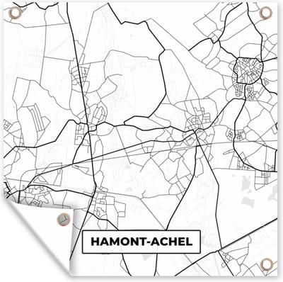 Tuin poster Stadskaart – Zwart Wit - Kaart – Hamont Achel – België – Plattegrond - 200x200 cm - Tuindoek
