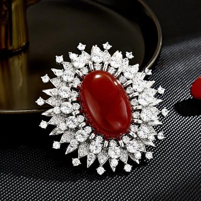 Dames Licht Luxe Design Elegante Ingezette Zirkoon Ovale Geometrische Broche Modieuze En Veelzijdige Niche Design Broche white