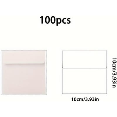 100 Stuks Vintage Vierkante Mini Kleine Envelop, Westerse Kraft Uitnodiging Literaire Envelop 100pcs wit