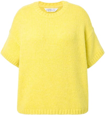 Studio Untold - Dames - Trui oversized model fancybreisel korte mouw - Groengeel - Maat 42+