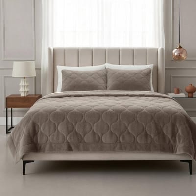 Dekbed zonder Overtrek - Teddy Premium - Taupe/Grijs - Eenpersoons - 140 x 200 - Superzacht & Wasbaar - Inclusief Kussenslopen